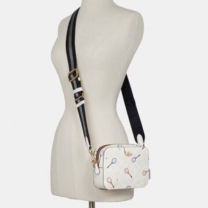 Coach Mini Camera Bag in racquet tennis print